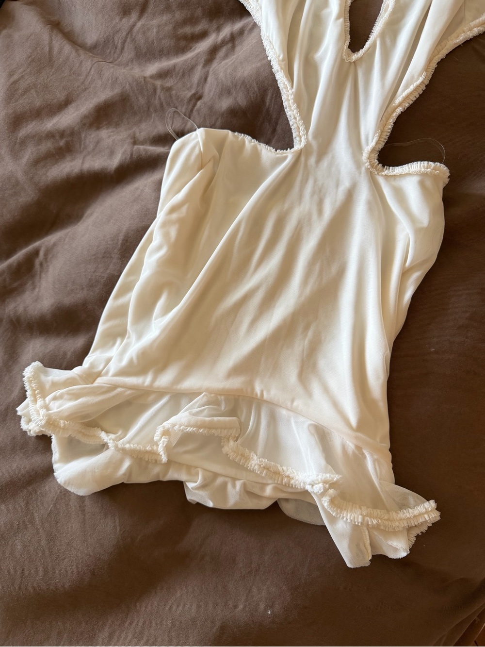 Oh Polly Jovelyn Ruffle Cut Out Mini Dress in White - Picture 6 of 11